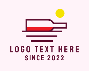 Red Wine - Wine Bottle Sunset logo design