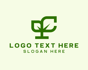 Line - Leaf Plant Letter C logo design