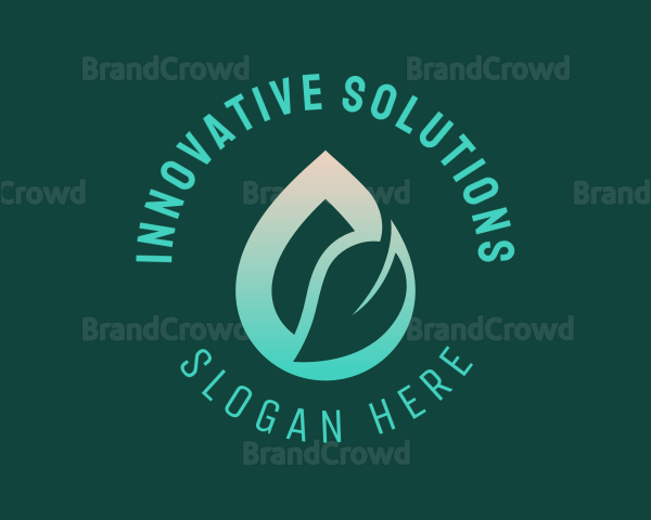 Eco Leaf Water Droplet Logo