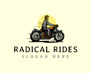 Motorcycle Biker Skeleton logo design