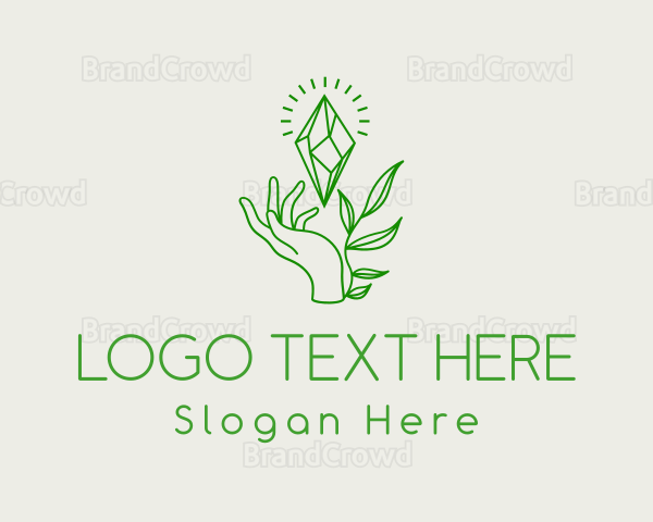 Green Leaves Crystal Hands Logo