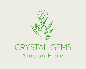 Green Leaves Crystal Hands logo design