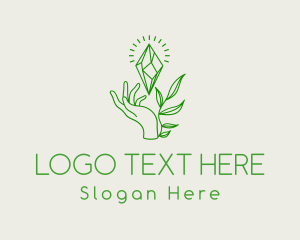 Green Leaves Crystal Hands Logo