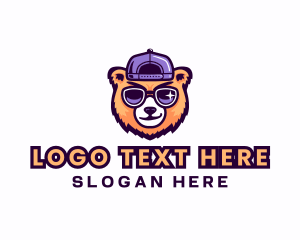 Character - Bear Cap Sunglasses logo design