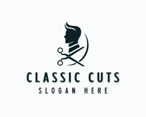 Man Haircut Barbering logo design