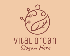 Brown Organic Leaf  logo design