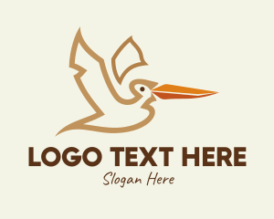 Stork - Pelican Flying Bird logo design
