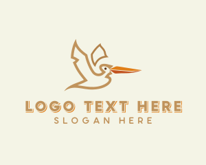 Cartoon - Pelican Flying Bird logo design