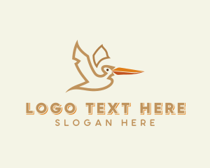 White And Pink - Pelican Flying Bird logo design