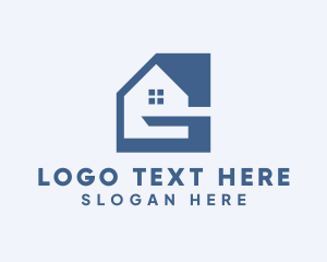Property Developer - Blue House Letter G logo design
