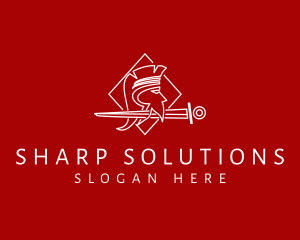 Sharp - Medieval Soldier Sword logo design