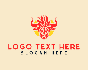 Meat - Bison Flame Barbecue logo design