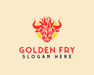 Frying - Bison Flame Barbecue logo design