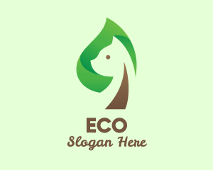 Cat Eco Leaf logo design