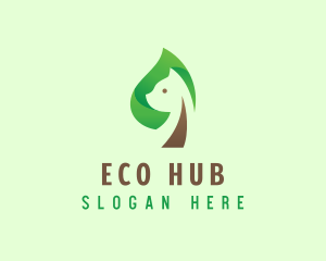 Cat Eco Leaf logo design