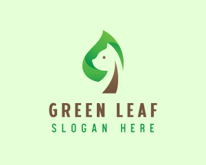 Cat Eco Leaf logo design