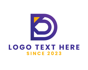 Alphabet - Violet D Outline logo design