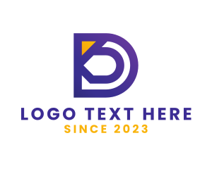 Mobile App - Violet D Outline logo design