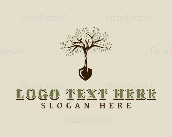 Shovel Landscaping Tree Logo