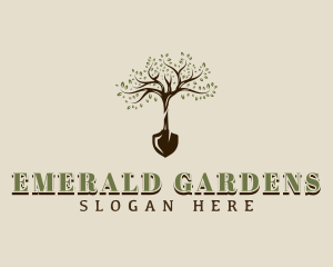 Shovel Landscaping Tree logo design