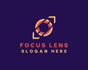 Camera Lens Arrows logo design