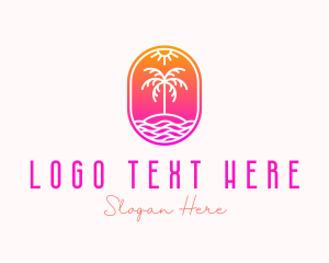 Coconut Tree - Palm Tree Ocean Sun logo design