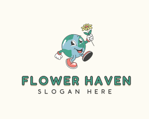 Flower Eco Globe logo design