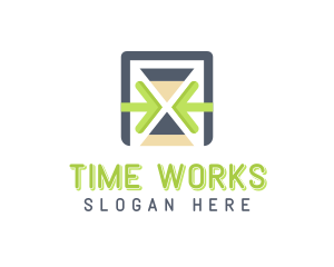 Time - Tech Time Hourglass logo design