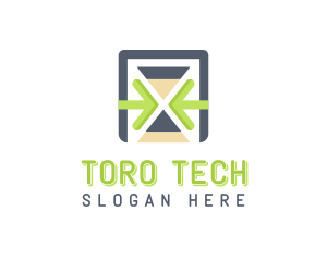 Tech Time Hourglass logo design