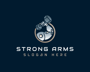 Strong Robot Muscle Arm logo design