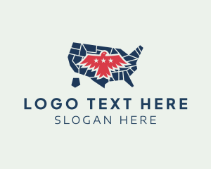 State - America Eagle Map logo design