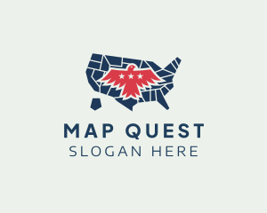 America Eagle Map logo design