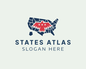America Eagle Map logo design