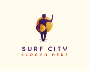 Man Sunset Surfing logo design