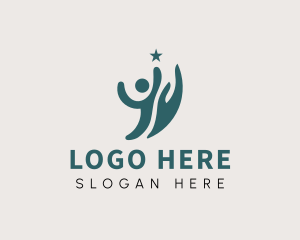 Coaching - Human Hand Reaching Star logo design