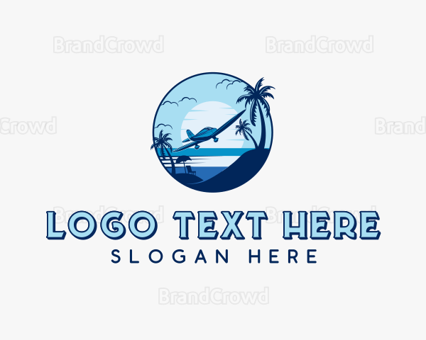 Beach Airplane Tourism Logo