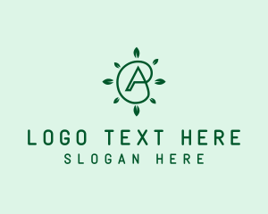 Vegan - Green Leaves Letter A logo design