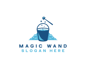 Wand - Clean Pail Bucket logo design