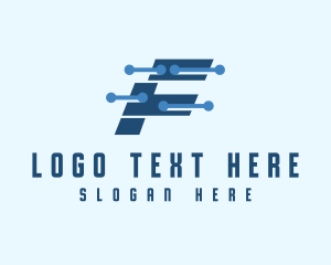 Tech Company - Cyber Circuit Letter F logo design