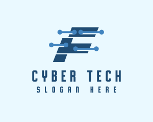 Hacker - Cyber Circuit Letter F logo design