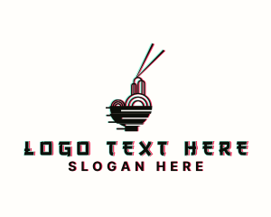 Noodle - Glitch Asian Noodle logo design