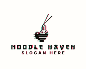 Noodle - Glitch Asian Noodle logo design