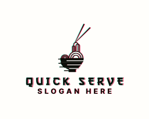 Glitch Asian Noodle logo design