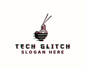 Glitch Asian Noodle logo design