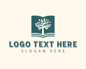 Library - Author Bookstore Tree logo design