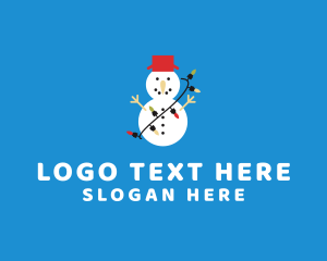 Christmas Lights - Christmas Snowman Holiday logo design