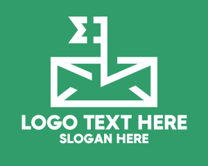 Messaging - Blue Stroke Flag Mail logo design