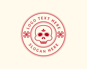 Round - Calavera Skull Bone logo design