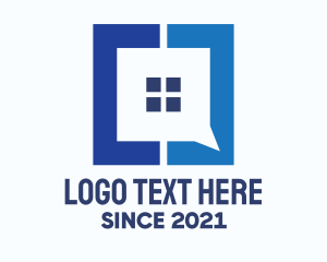 Chat Box - Blue Window House App logo design