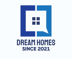 Chat Box - Blue Window House App logo design